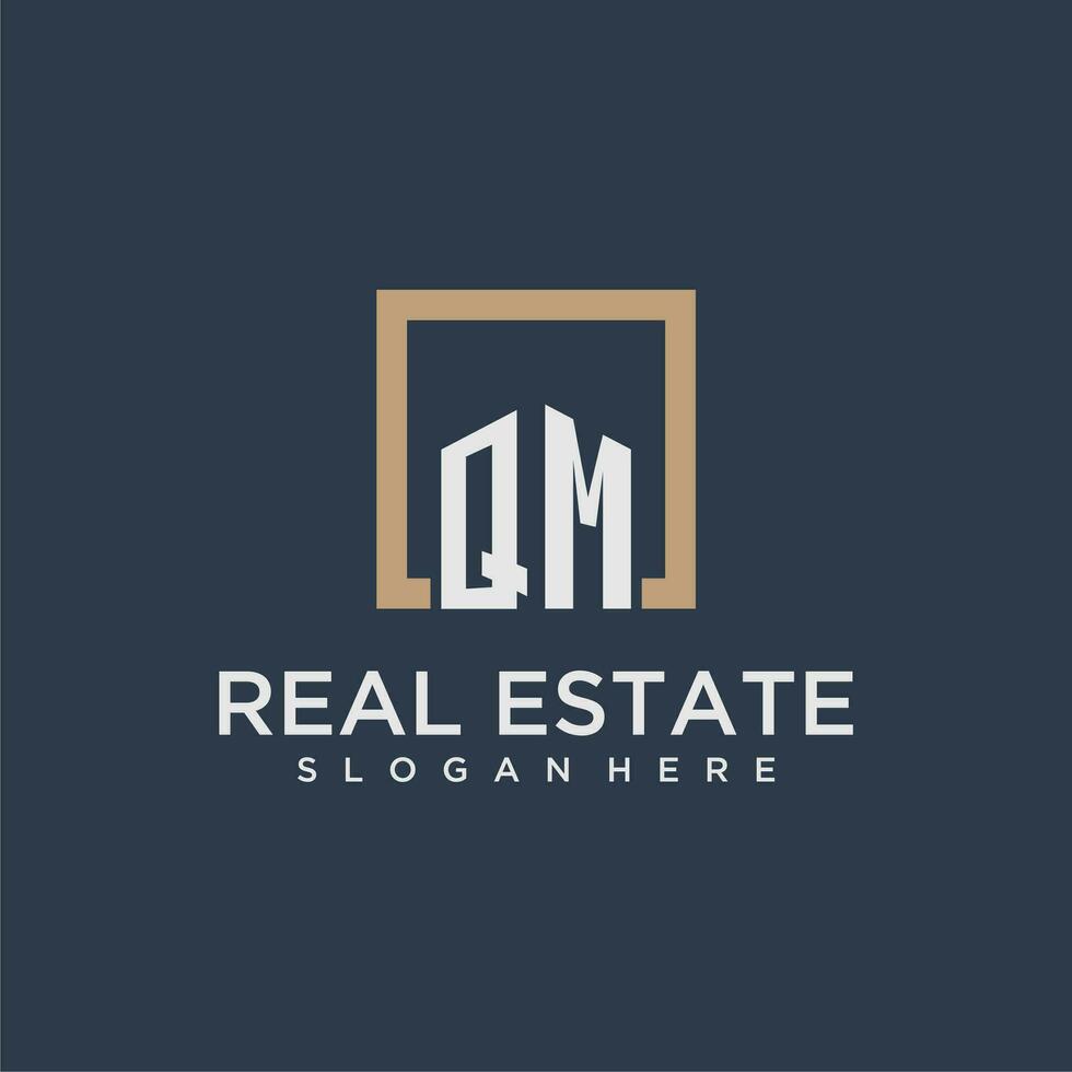 QM initial monogram logo for real estate design vector