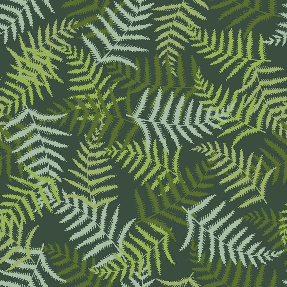 Seamless pattern with green fern leaves vector