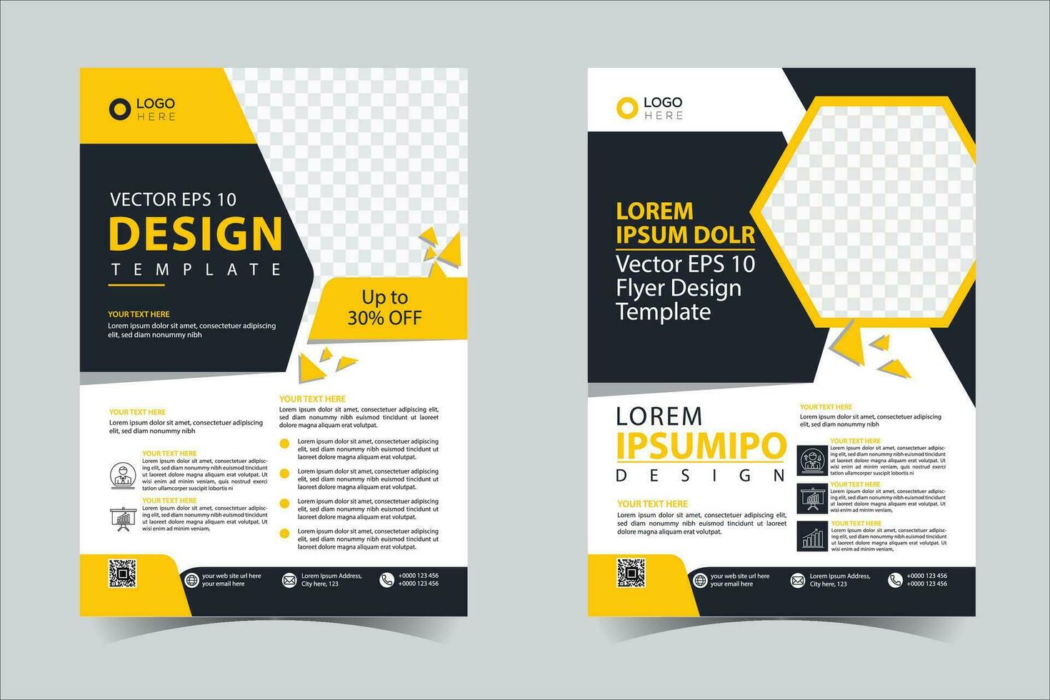 folleto modelo diseño diseño. corporativo negocio anual informe, catalogar, revista, volantes Bosquejo. creativo moderno brillante concepto amarillo y negro color vector