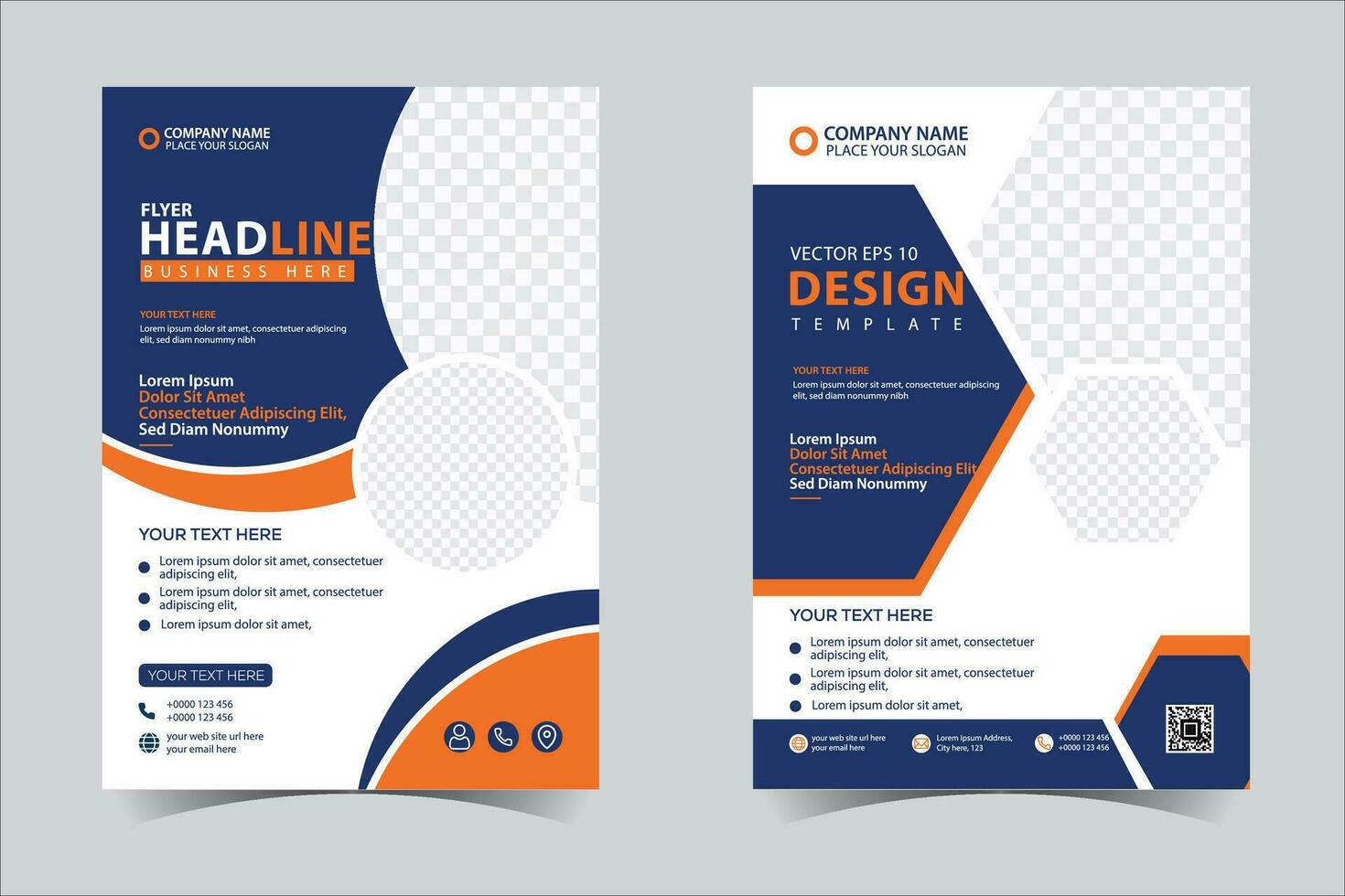 Brochure template layout design. Corporate business annual report, catalog, magazine, flyer mockup. Creative modern bright concept Blue and orange color vector