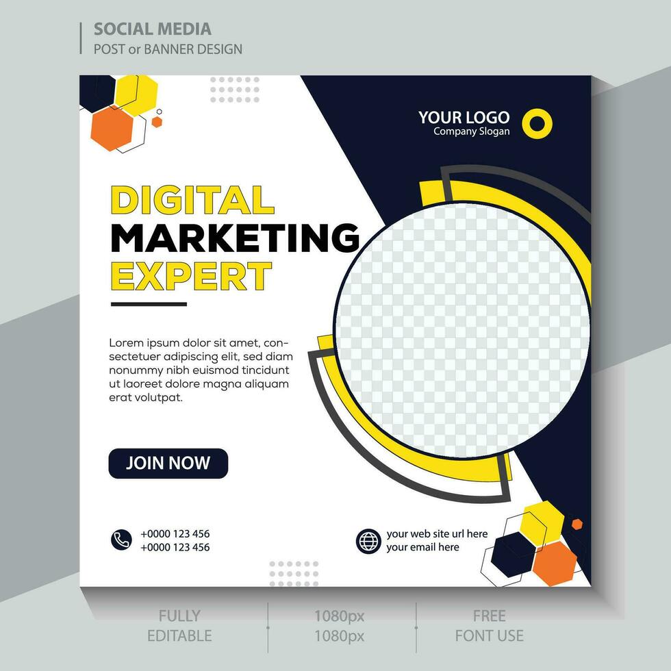social media template post for promotion. template post for ads. design with yellow and black color. vector