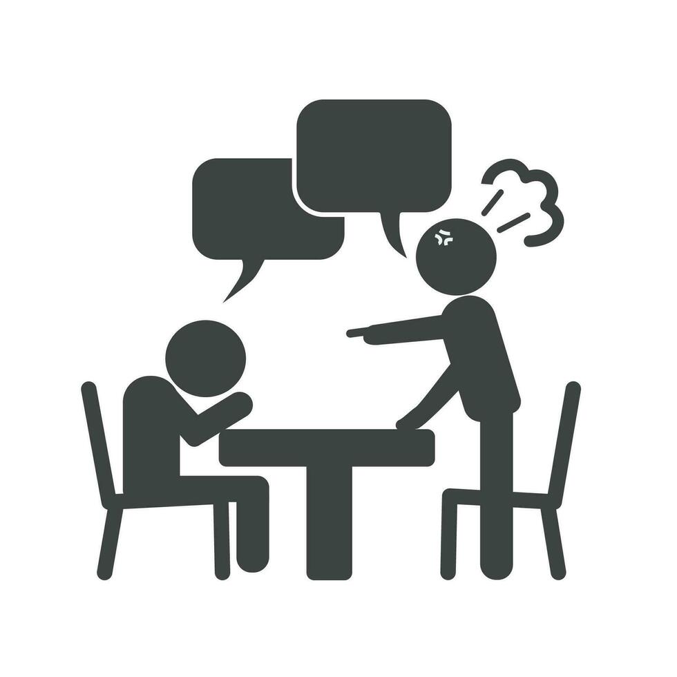 dos personas icono hablando con ira a el mesa. vector ilustración eps10.