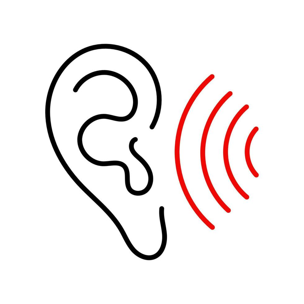Ear icon editable stroke. Hearing linear sign isolated on white background. Vector illustration eps10.