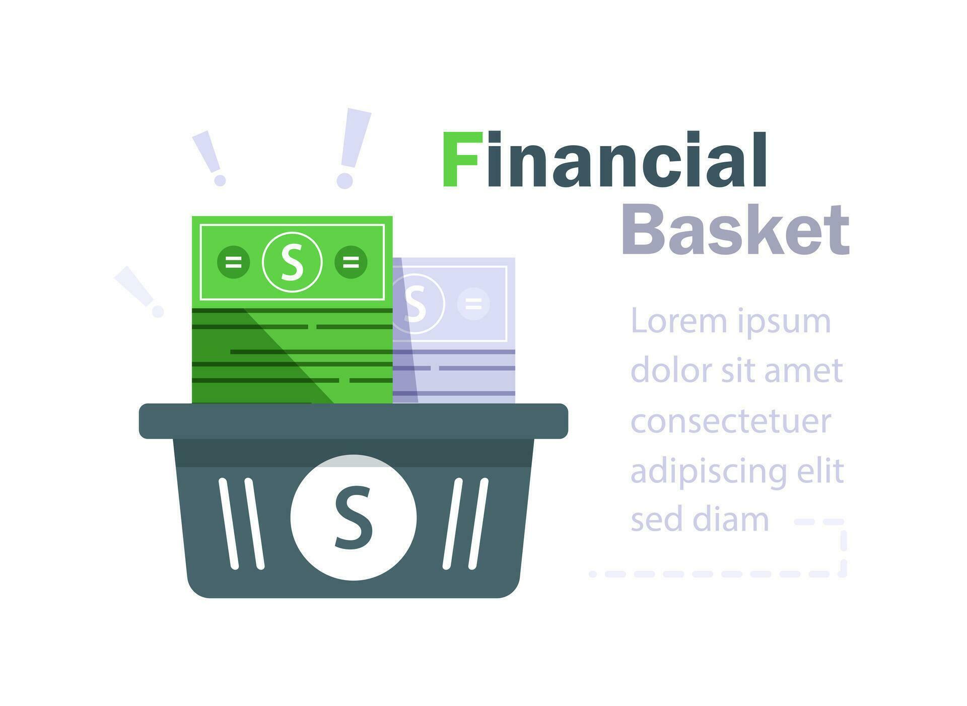 Financial diversification concept, Investment basket, budget planning