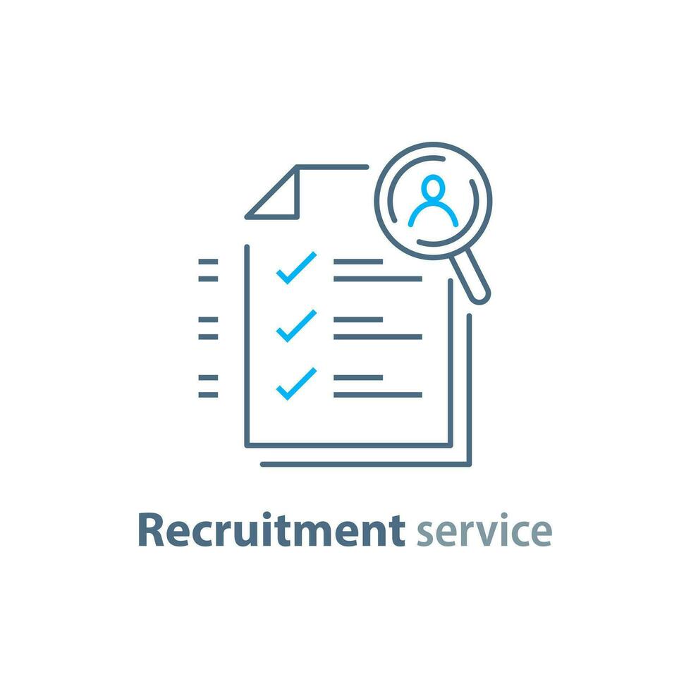 Recruitment service,choose candidate, fill vacancy, employment concept,human resources vector