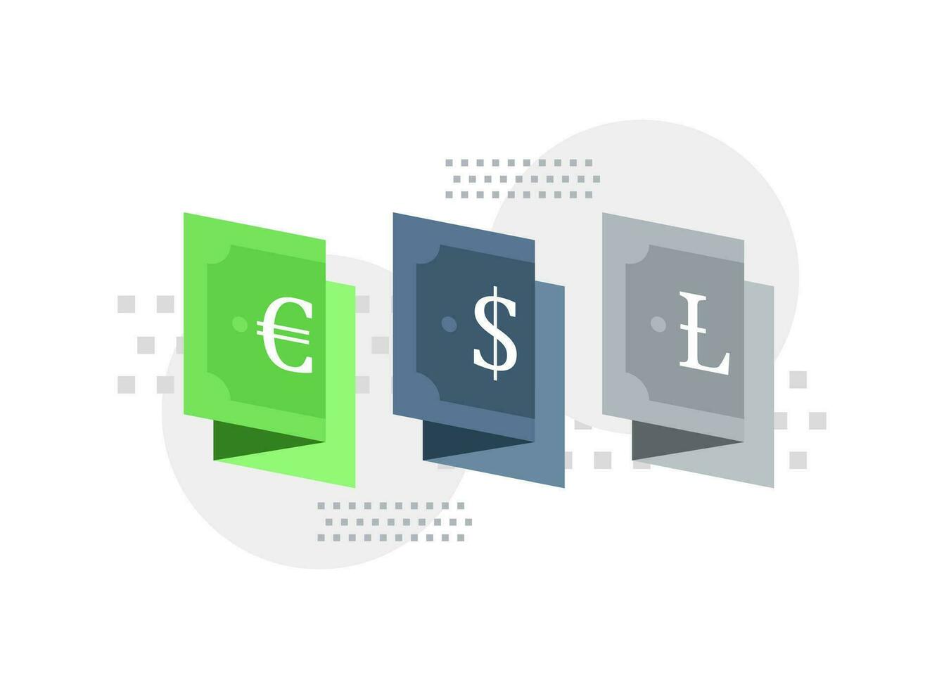 Currency exchange,investment account, diversification of fund,dollar or euro bonds, financial services concept vector