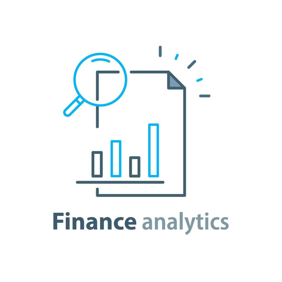 Data analytics,marketing study, audition services, information research, investment report paper vector