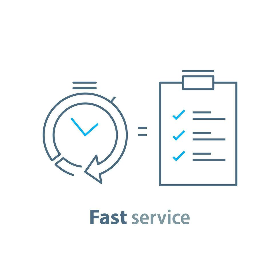 Fast service,project management, improvement checklist, survey clipboard,simple solution vector