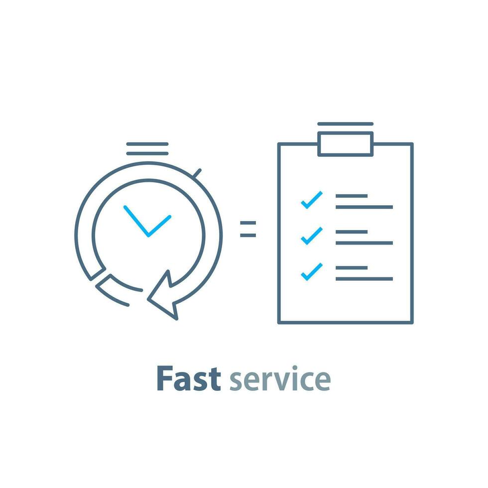 Fast service,project management, improvement checklist, survey clipboard,simple solution vector