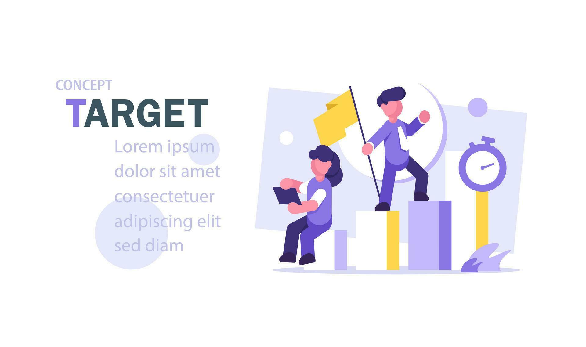 Flat design concept teamwork to build organizational success By setting
