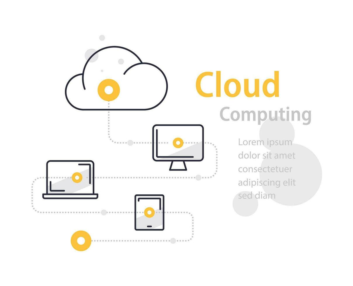 nube informática sistema inalámbrico tecnología, computadora red conexión vector