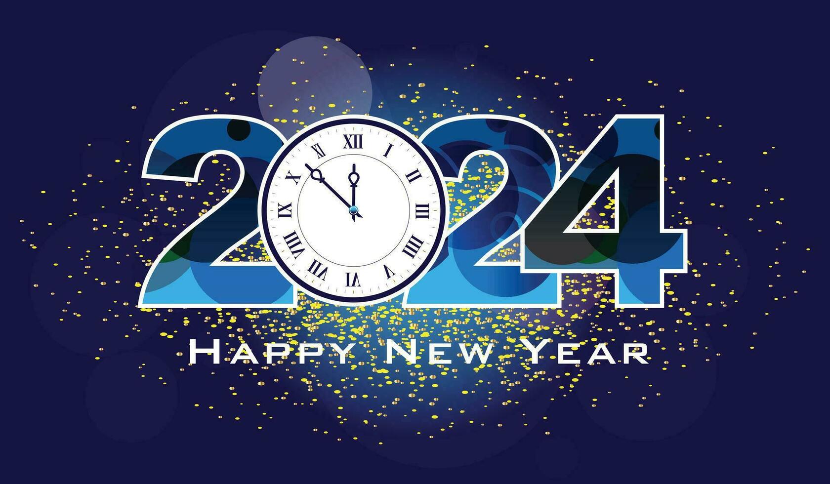 Happy New Year 2024, New Year greeting card, New Year Shining background, banner template. Realistic Pro Vector