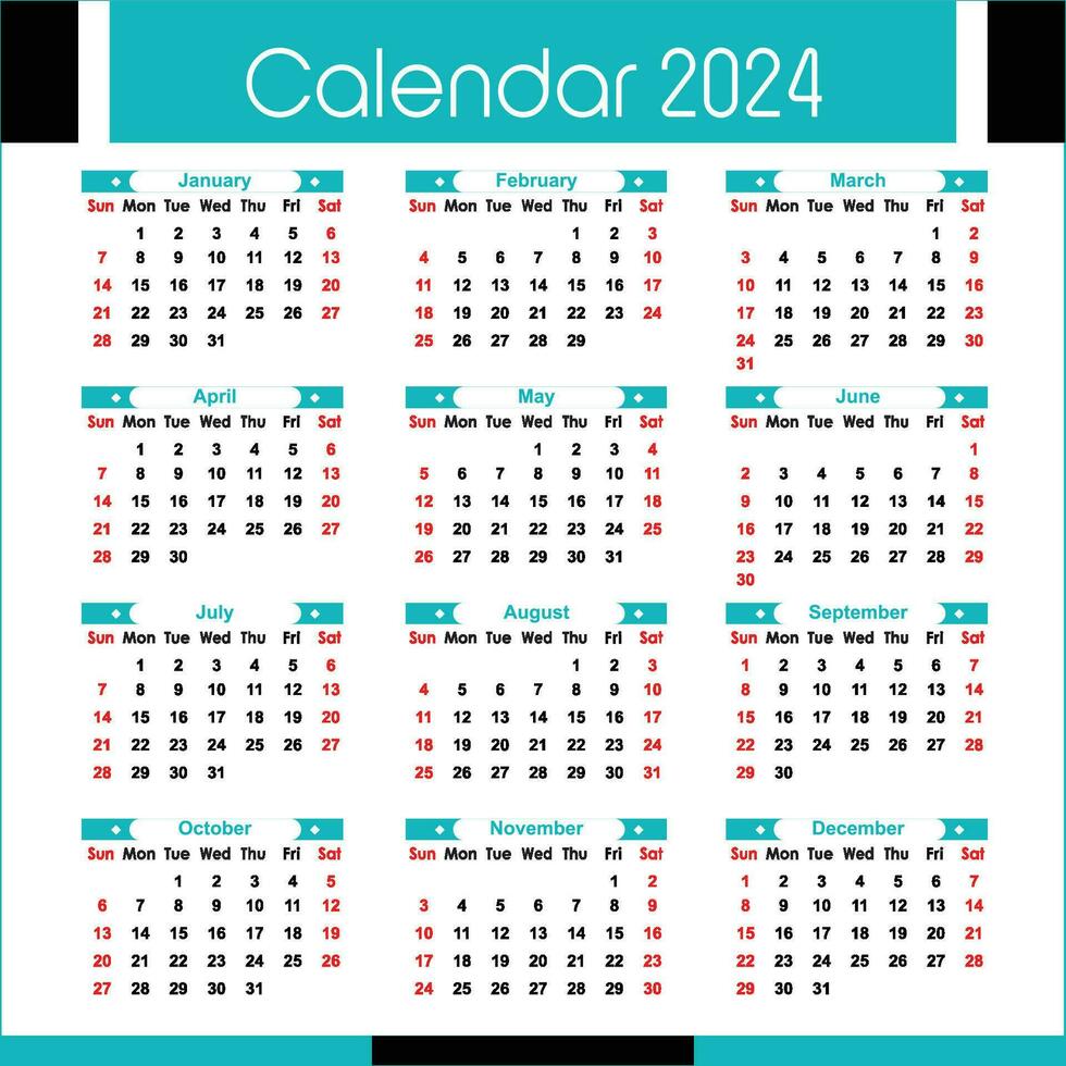 2024 calendar Design Template, Modern Creative professional Annual
