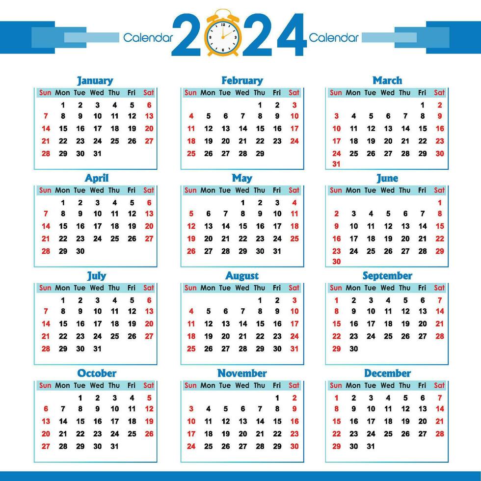 2024 calendar Design Template, Modern Creative professional Annual Calendar 2024 vector