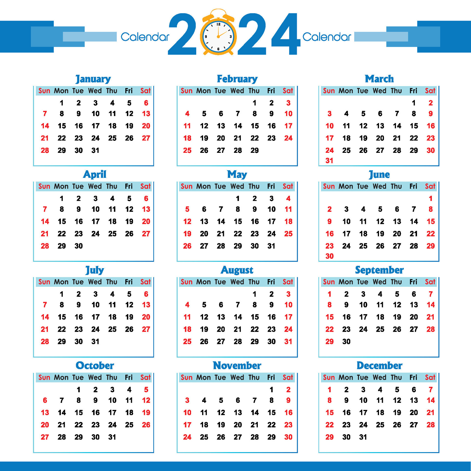 2024 calendar Design Template, Modern Creative professional Annual