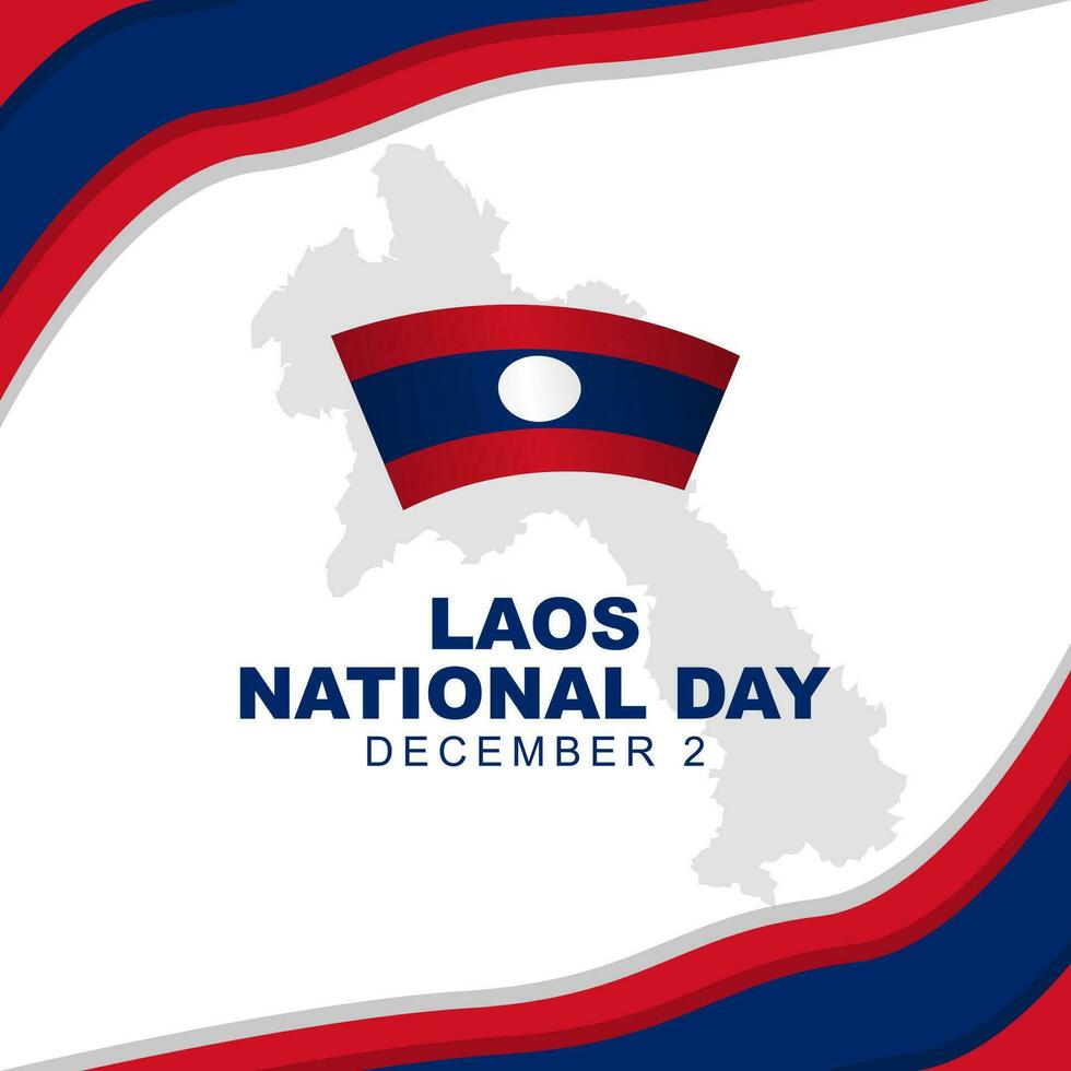 Laos national day is celebrated every year on 2 december, Poster design with laos flag, and ribbon. Vector illustration