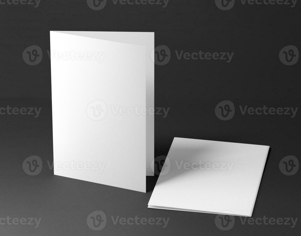 A5 Bi-Fold Blank Brochure Mock Up. 3D Render. photo