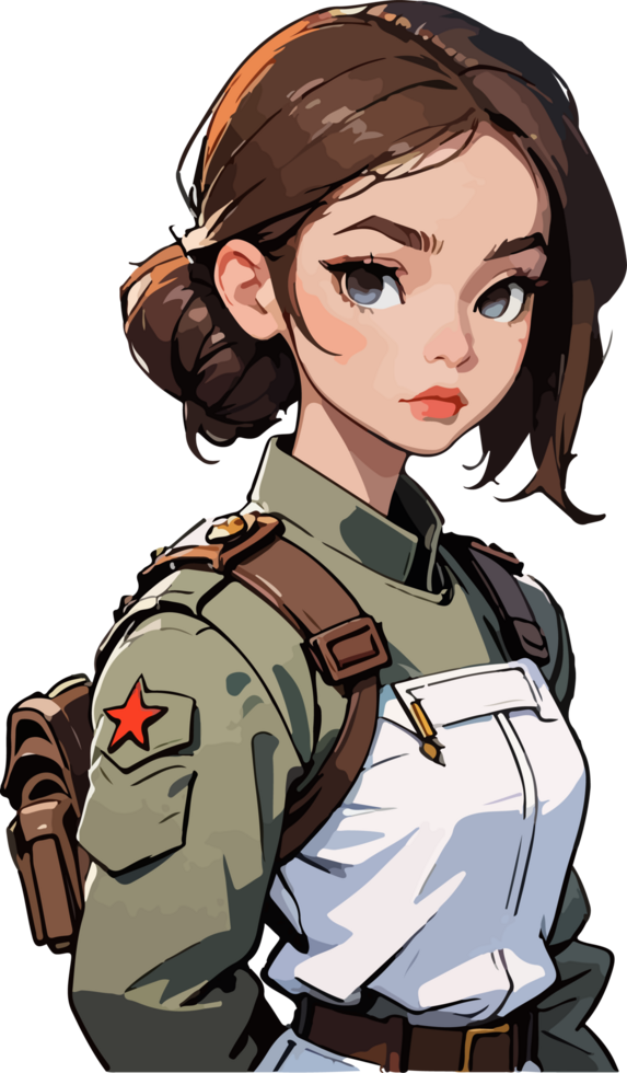AI generated Soldier Girl Cartoon Illustration AI Generative png