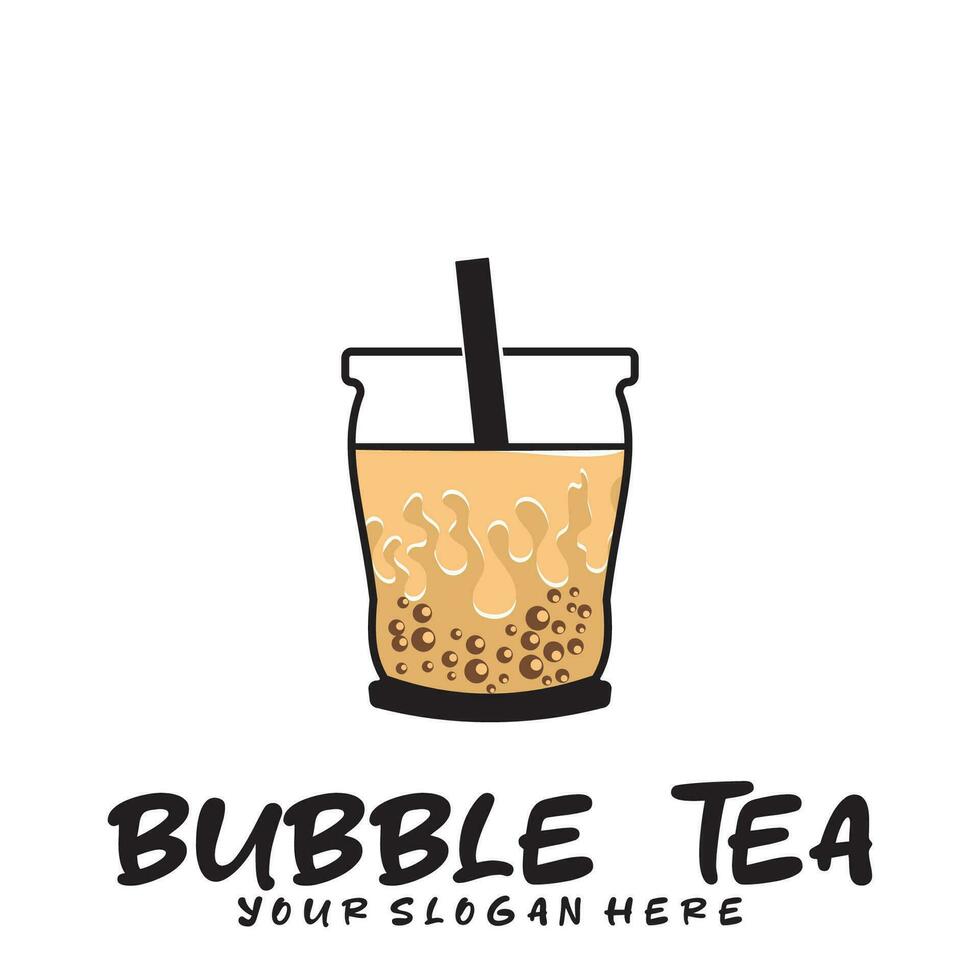 Bubble drink tea logo icon. vector