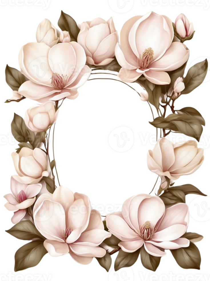 water color frame for flowers on transparent background ai generative png