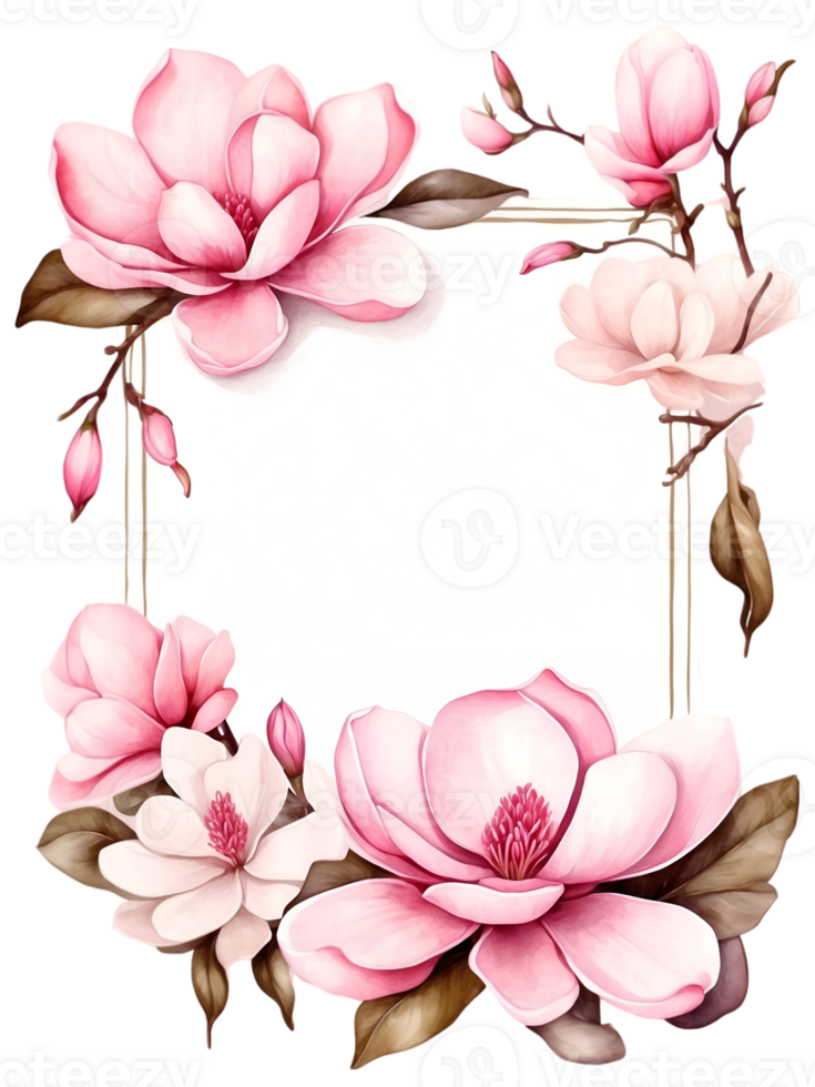 water color frame for flowers on transparent background ai generative png