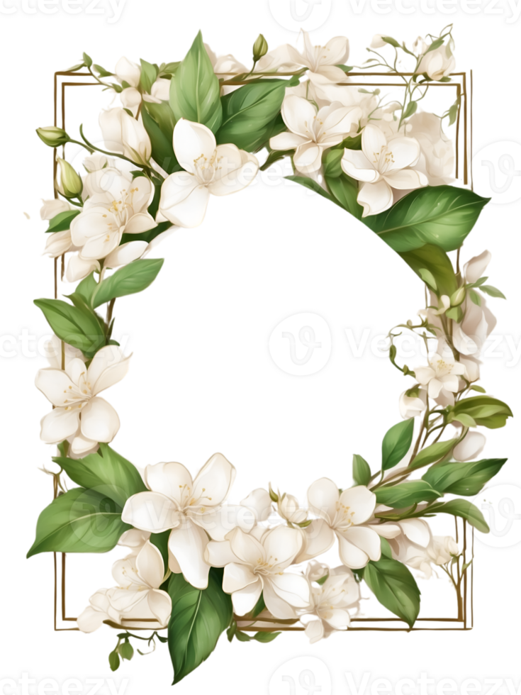 water color frame for flowers on transparent background ai generative png