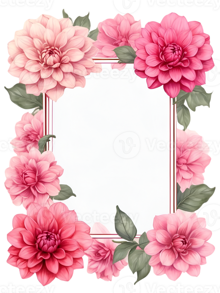 flowers border frame on a transparent background ai generative png