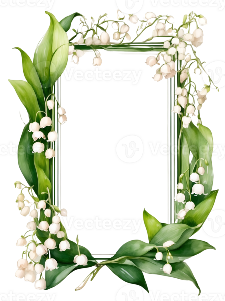 water color frame for flowers on transparent background ai generative png