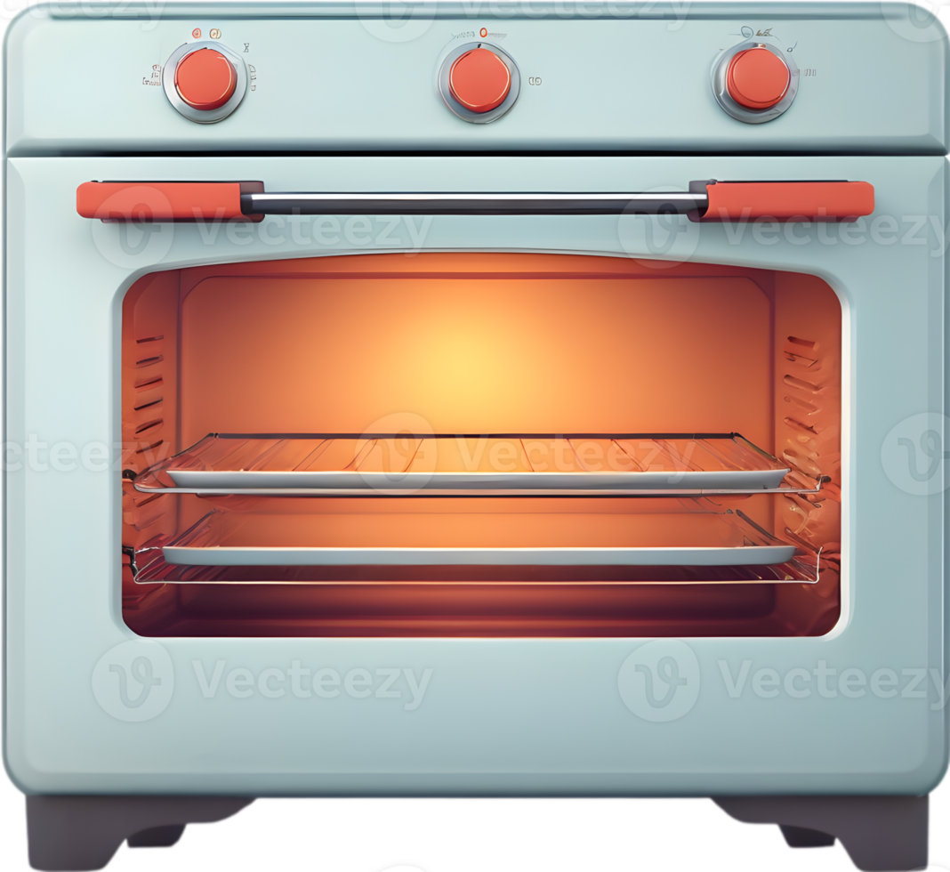 an oven with a hot oven door with a flame coming out of it  Ai generative png