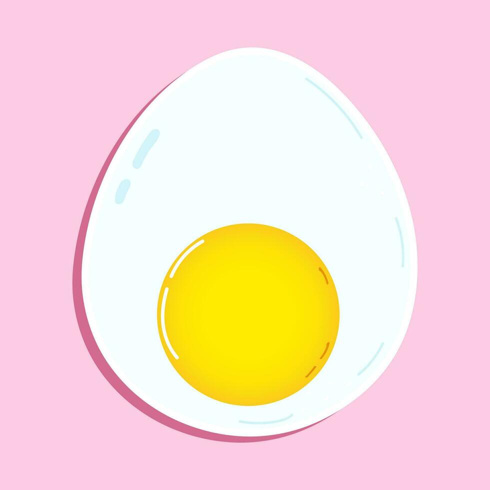 Egg sticker character. Vector hand drawn cartoon kawaii character illustration icon. Isolated on pink background. Egg character concept