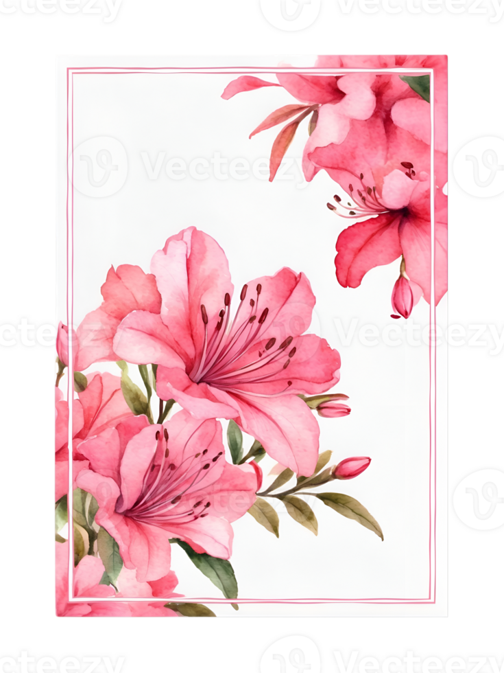 watercolor flowers with a square frame on a transparent background ai generative png
