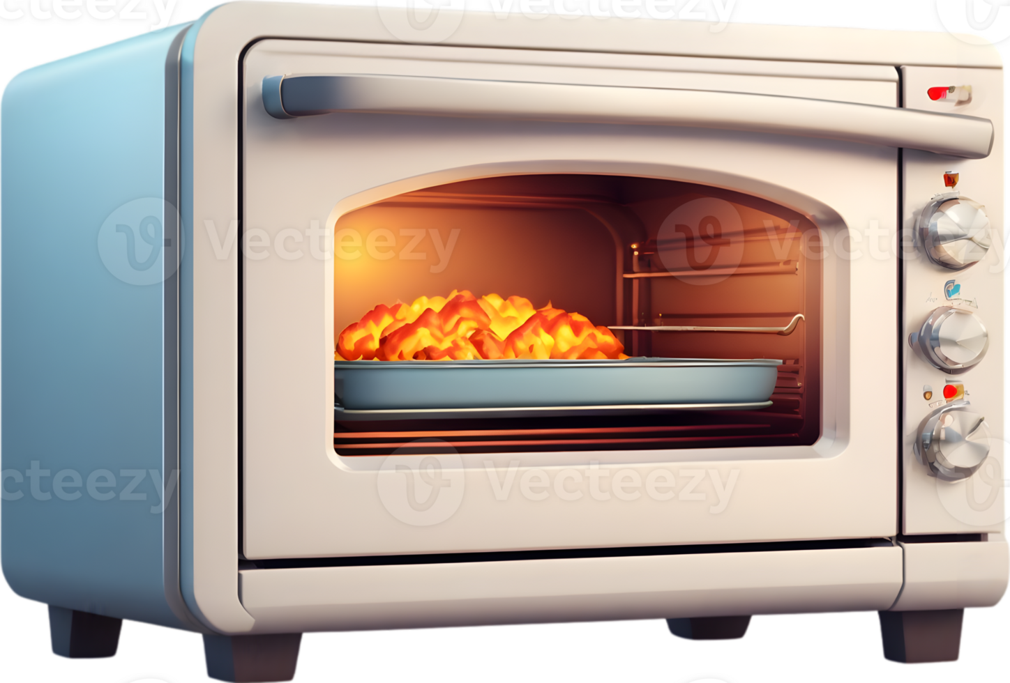 an oven with a hot oven door with a flame coming out of it  Ai generative png