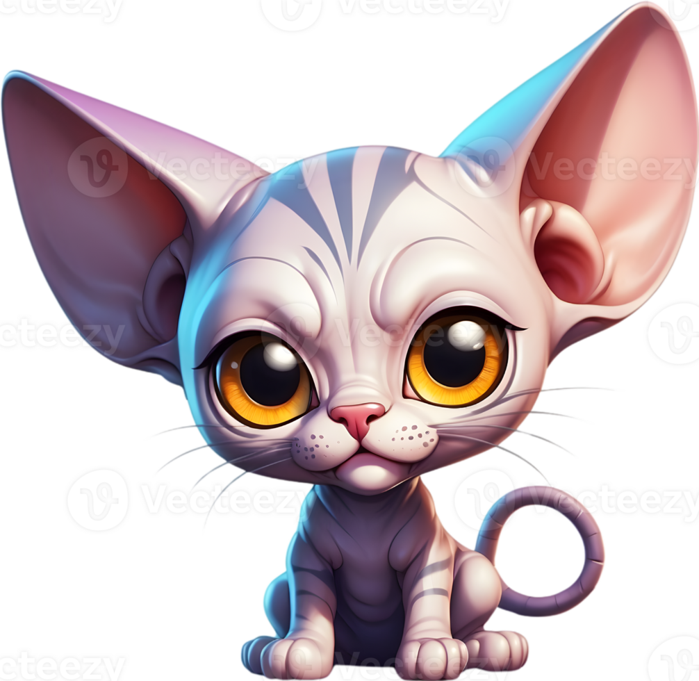 cartoon cat  on transparent background ai generative png