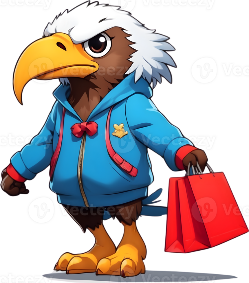 cartoon animal with shopping bags ai generative png