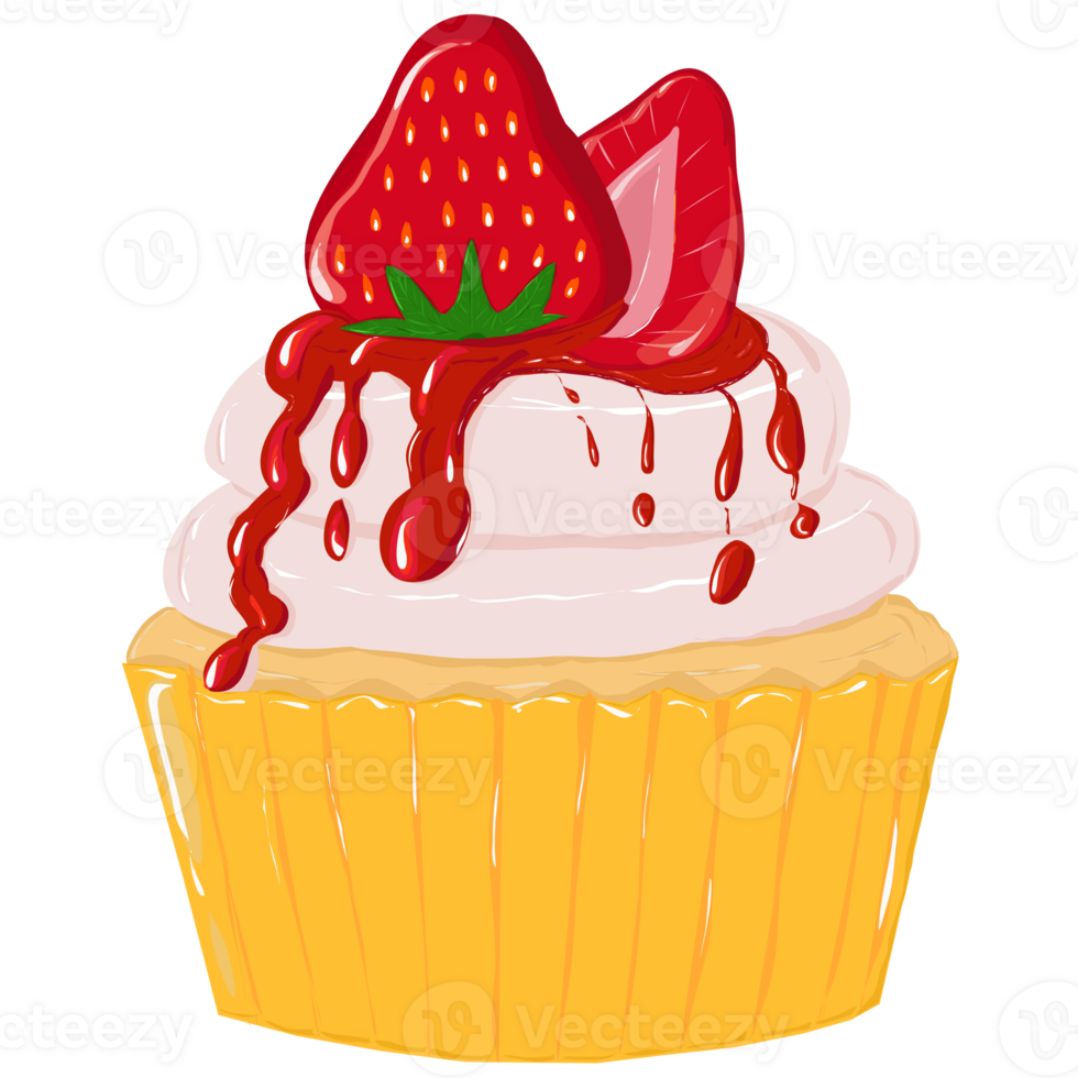 Cupcake con fragola glassa png