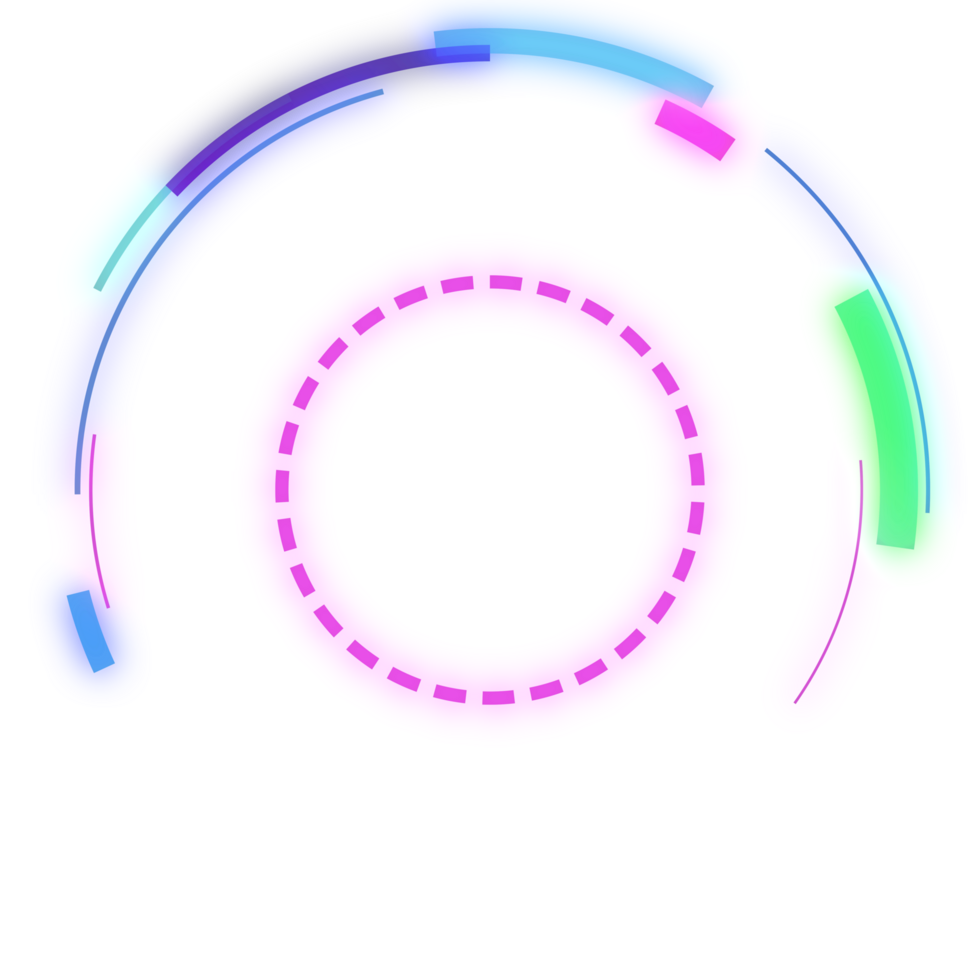 Abstract round AI HUD neon tech digital display Sci-Fi futuristic png