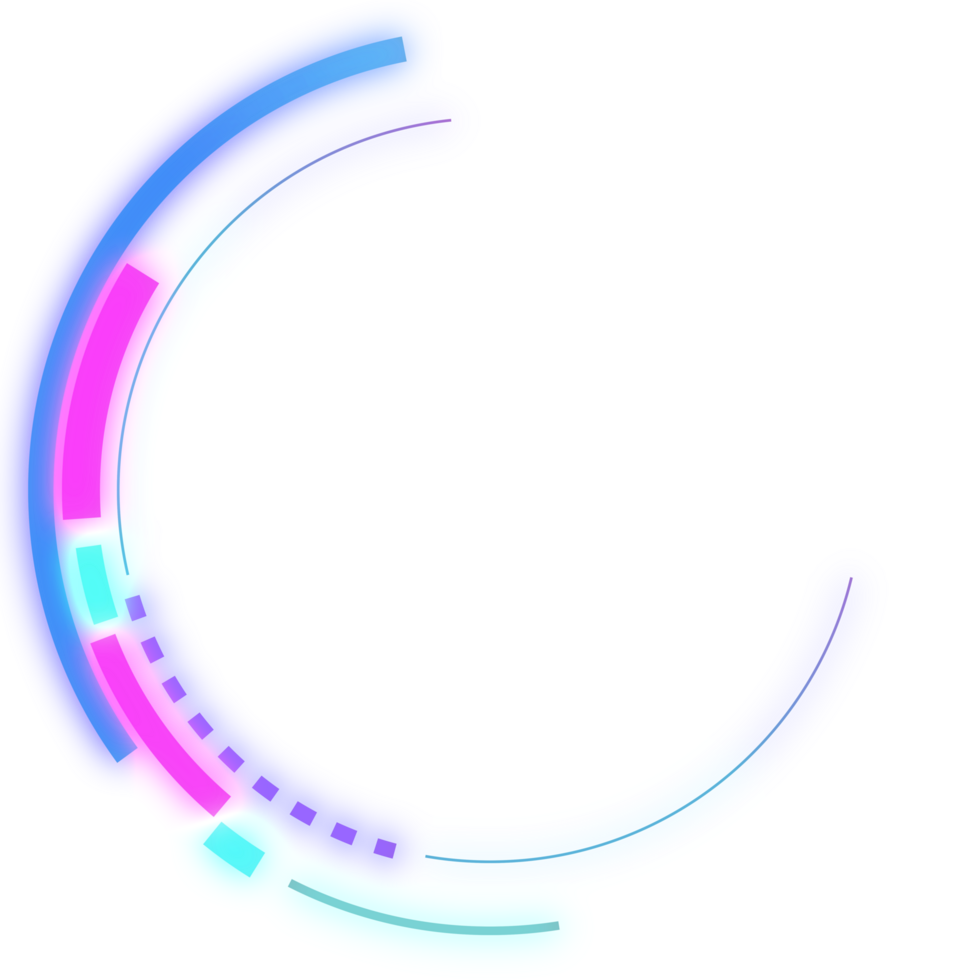 Abstract round AI HUD neon tech digital display Sci-Fi futuristic png