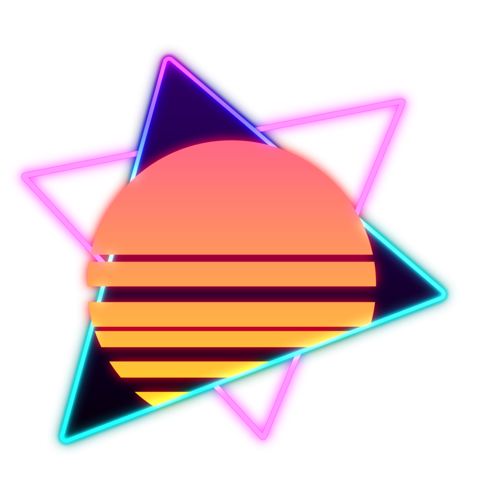 Abstract element neon retro style 80s-90s png