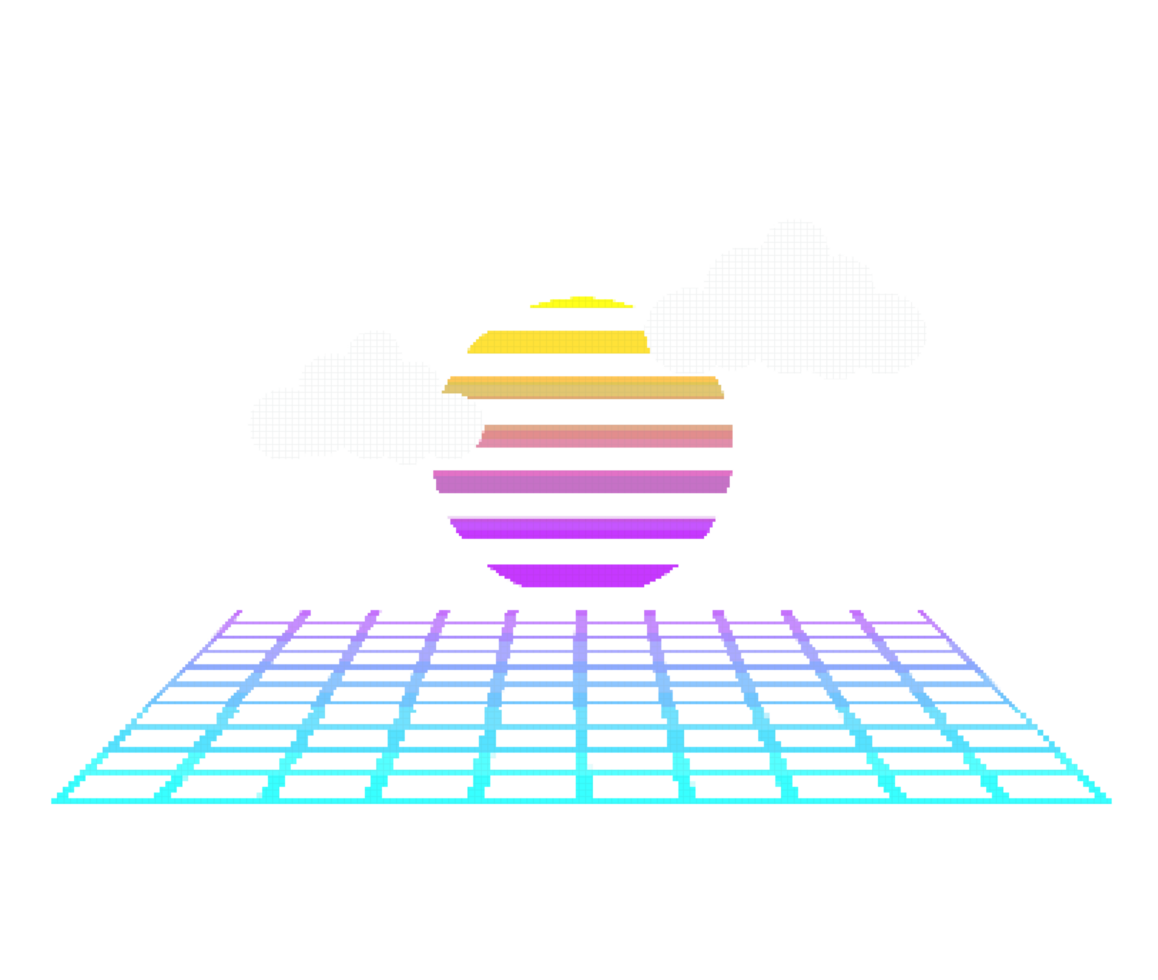 Retro sunset style 80s-90s png
