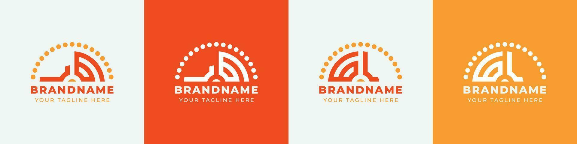 Letter GL and LG Sunrise  Logo Set, suitable for any business with GL or LG initials. vector