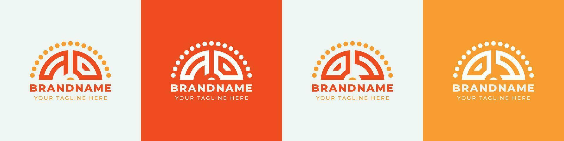 Letter OQ and QO Sunrise  Logo Set, suitable for any business with OQ or QO initials. vector