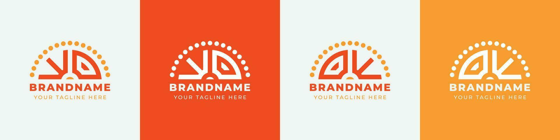 Letter OW and WO Sunrise  Logo Set, suitable for any business with OW or WO initials. vector