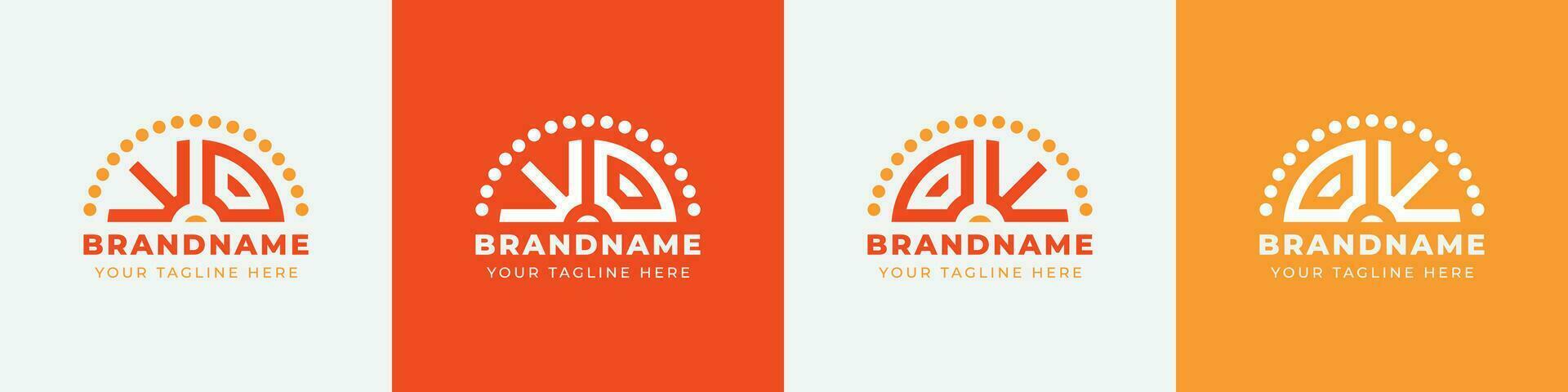 Letter OW and WO Sunrise  Logo Set, suitable for any business with OW or WO initials. vector