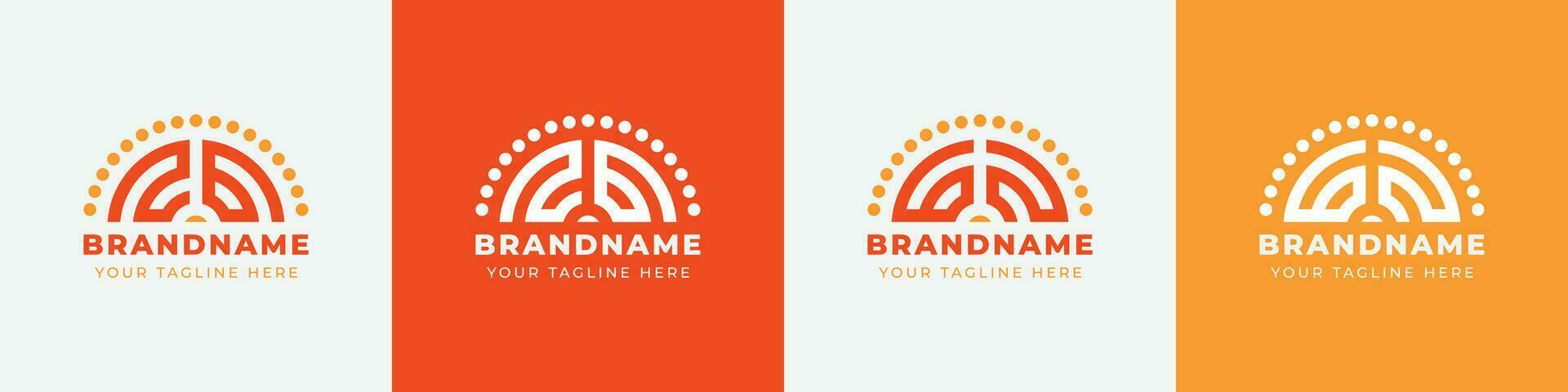 Letter GN and NG or GZ and ZG Sunrise  Logo Set, suitable for any business with GN, NG, GZ, ZG initials. vector