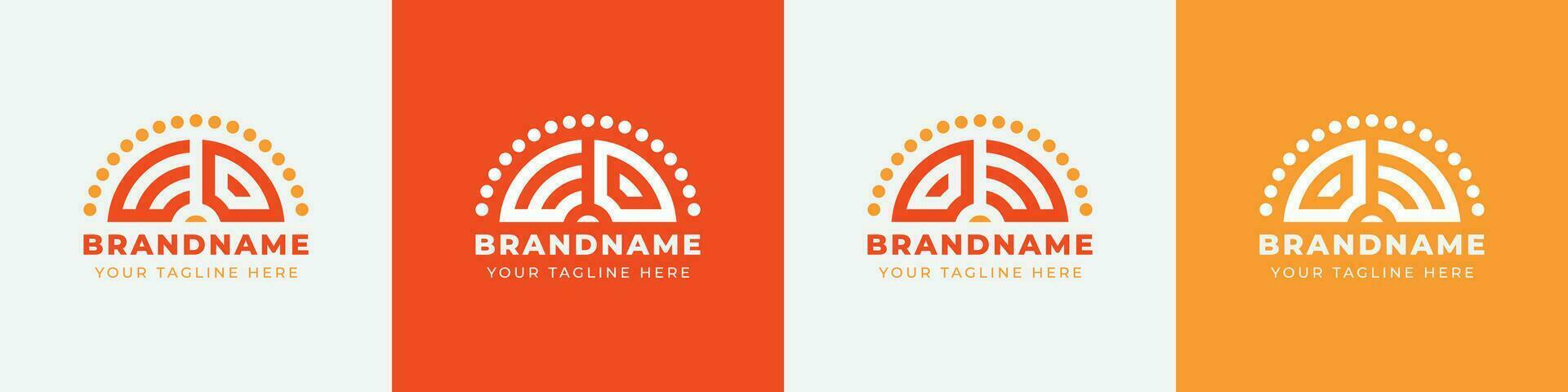 Letter OW and WO or OE and EO Sunrise  Logo Set, suitable for any business with OW, WO, OE, EO initials. vector