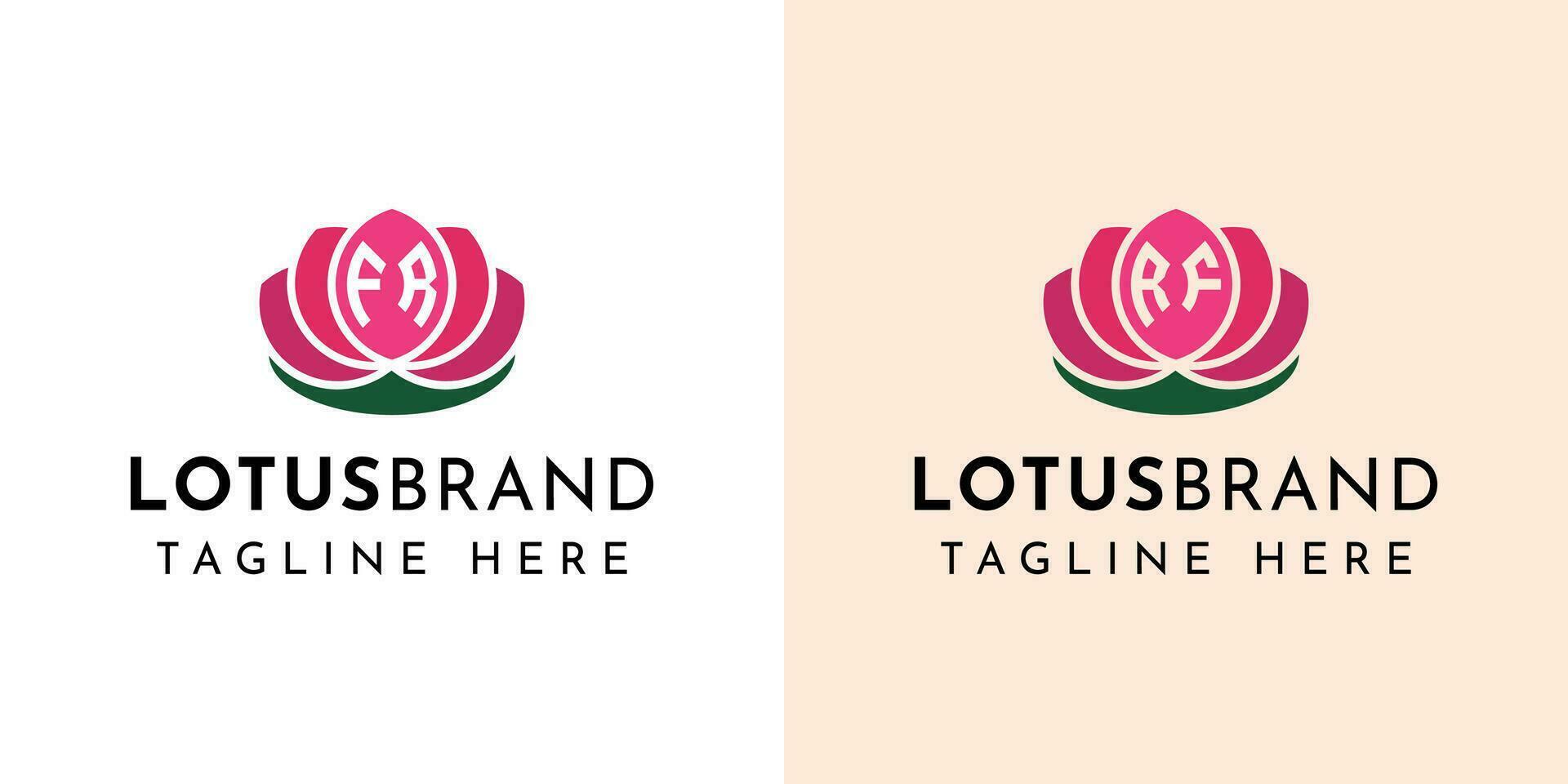 Letter FR and RF Lotus Logo Set, suitable for business related to lotus flowers with FR or RF initials. vector