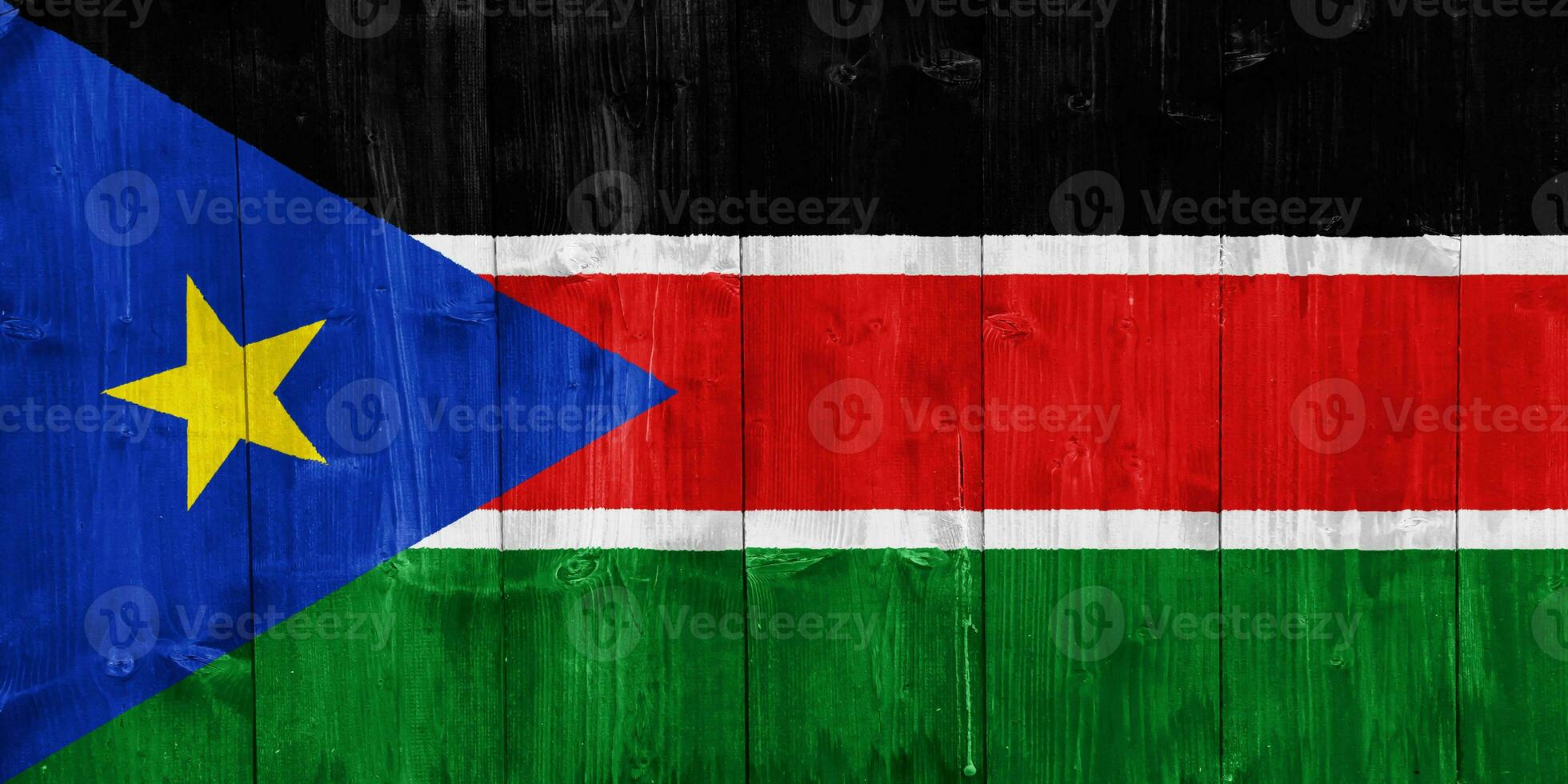 Flag of Republic of South Sudan on a textured background. Concept collage. photo