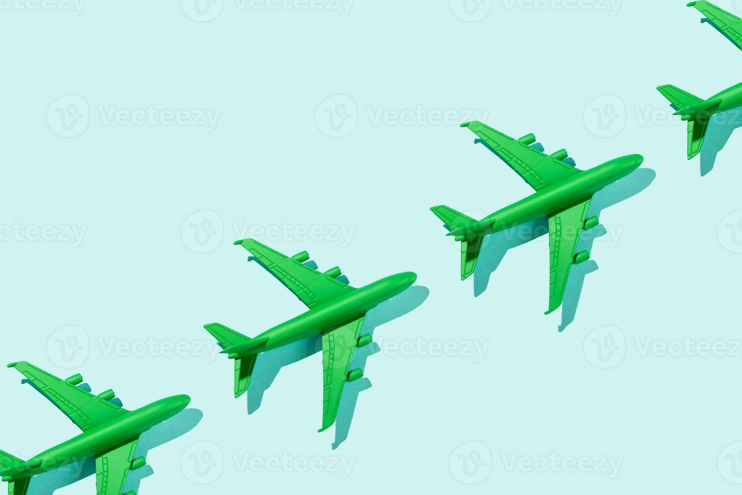 Sustainable aviation concept - green plane. photo