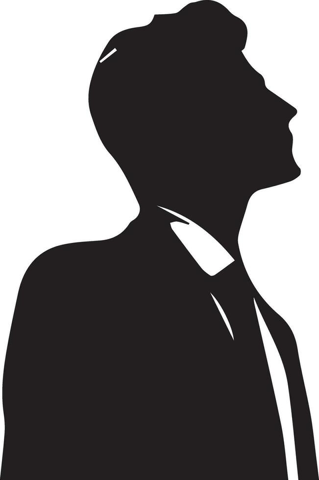 A Business Man looks up on the sky, vector silhouette, black color, white background 6