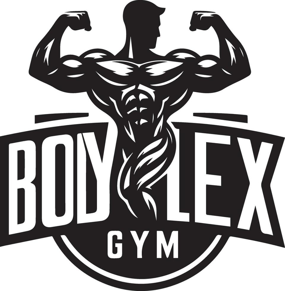Gym Logo Vector Ilustration silhouette black color 7